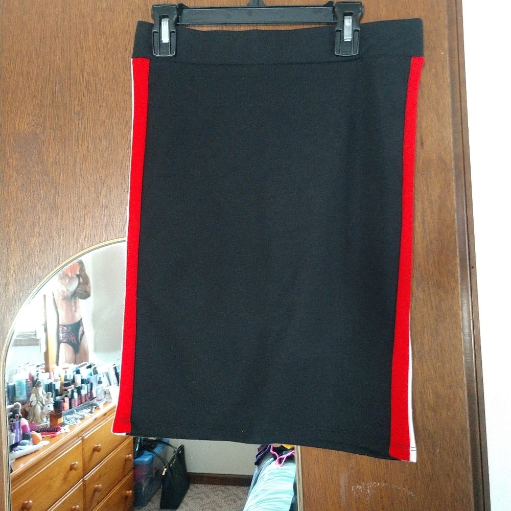 Red & White Striped Skirt